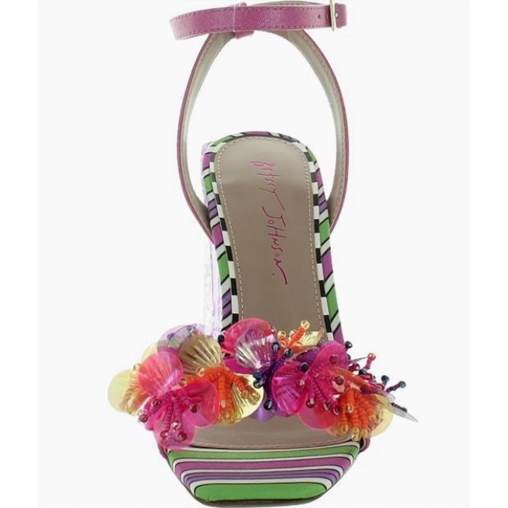 NEW BETSEY JOHNSON women's quinta heeled sandal in pink multi - Picture 3 of 3